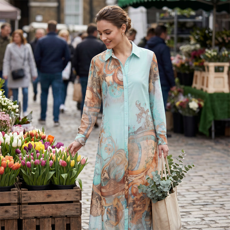 MARTINA | Vestido Camisero Boho Estampado