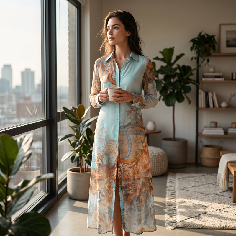 MARTINA | Vestido Camisero Boho Estampado
