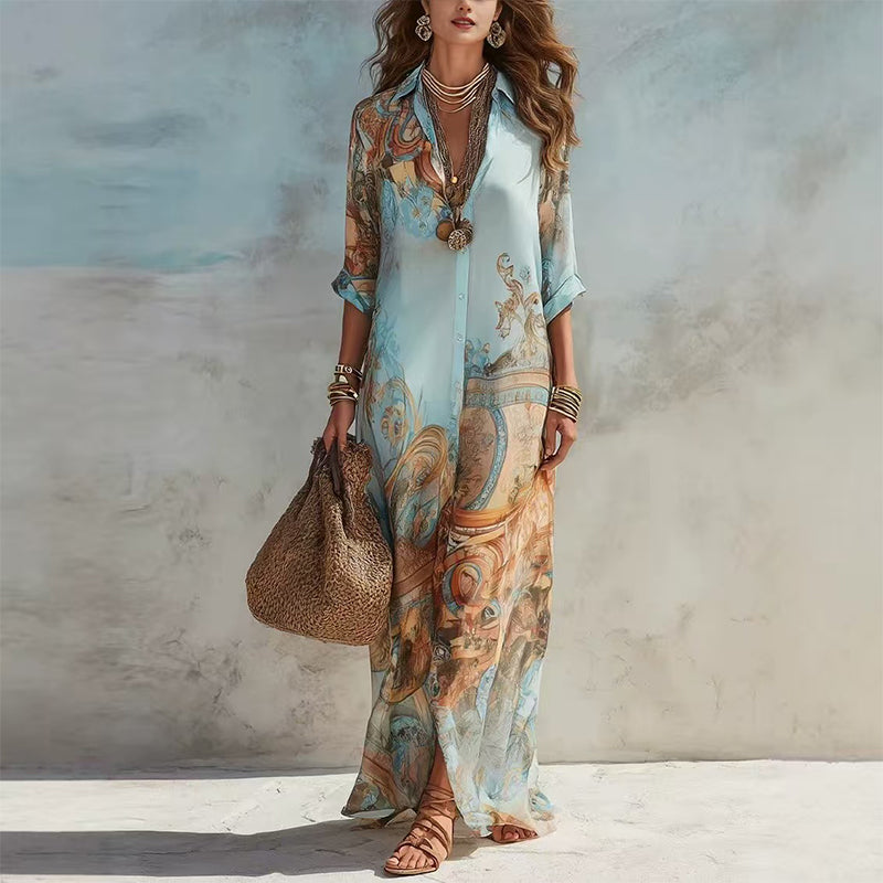 MARTINA | Vestido Camisero Boho Estampado